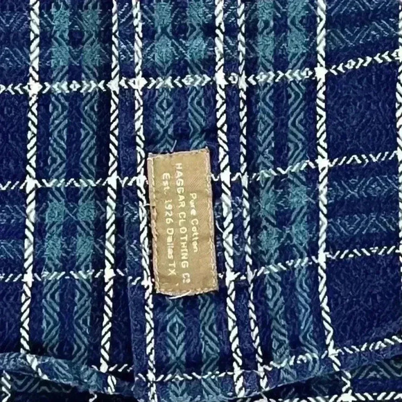 Haggar Clothing Co Mens Blue Button Down Shirt Size Large - Picture 4 of 6
